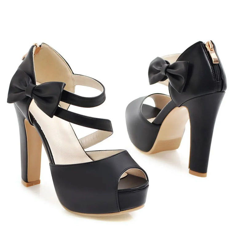 Sandália Peep Toe Elegance com Zíper e Laço na Lateral