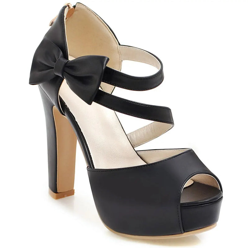 Sandália Peep Toe Elegance com Zíper e Laço na Lateral