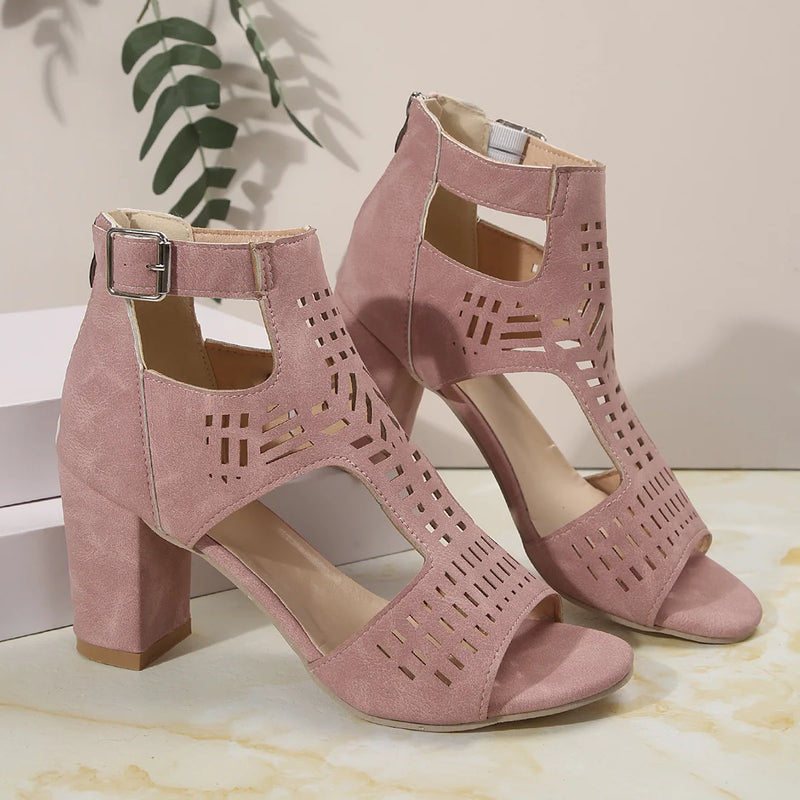 Sandália Peep Toe Casual Chunky Estile Oca Romana