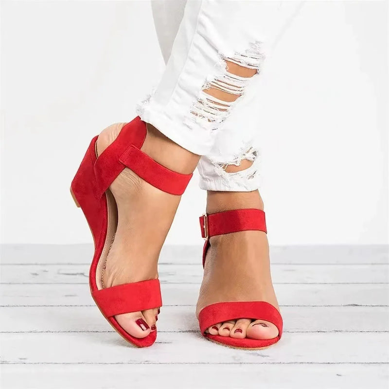 Sandália Peep Toe Casual Moda Dedo Aberto com Fivela Lateral