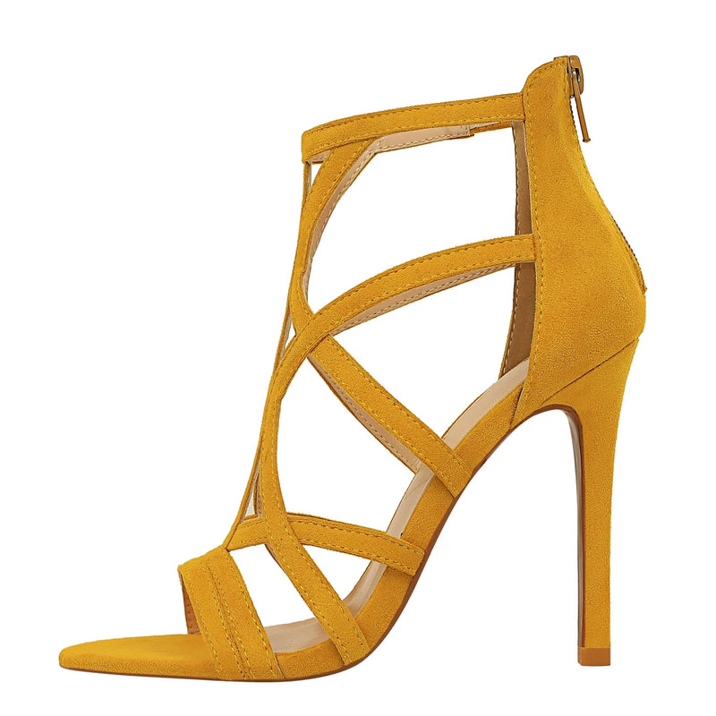 Sandália Peep Toe Estilo Gladiadora com Salto Alto 11cm