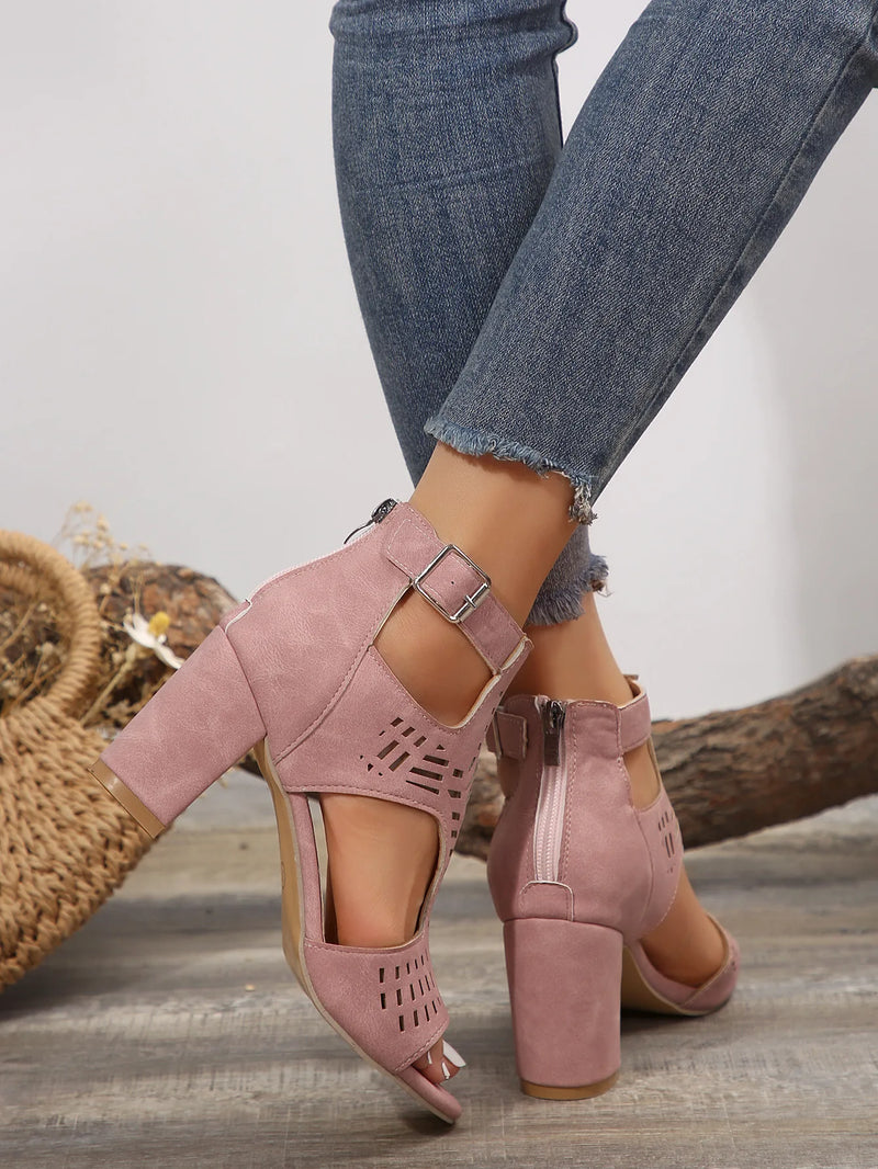 Sandália Peep Toe Casual Chunky Estile Oca Romana