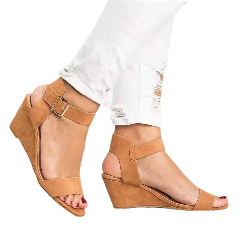 Sandália Peep Toe Casual Moda Dedo Aberto com Fivela Lateral