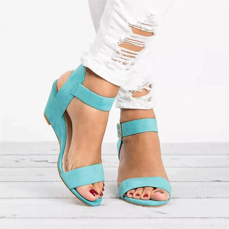 Sandália Peep Toe Casual Moda Dedo Aberto com Fivela Lateral