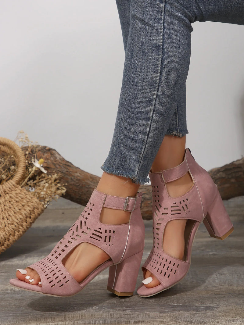 Sandália Peep Toe Casual Chunky Estile Oca Romana