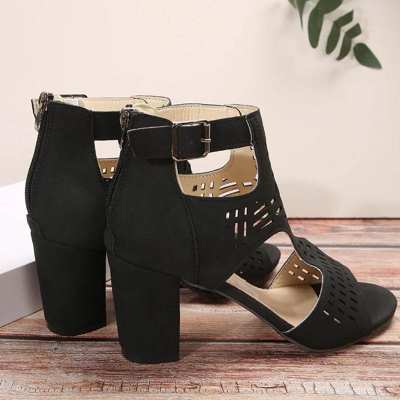 Sandália Peep Toe Casual Chunky Estile Oca Romana